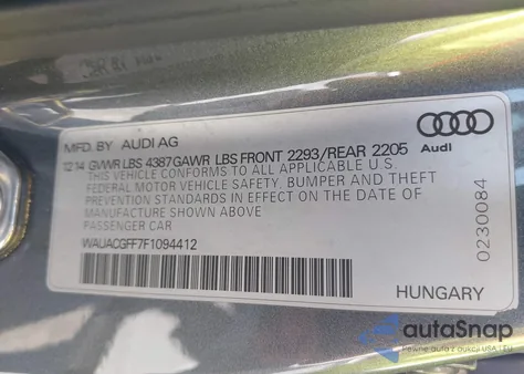 2015 Audi A3 1.8T Premium z USA, uszkodzony, nr VIN WAUACGFF7F1094412